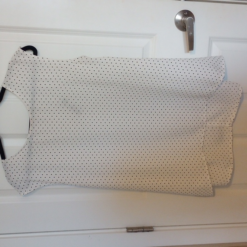 Halogen polka dot cap sleeved hi-low blouse | M